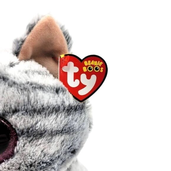 2/$15 Ty Beanie Boos Plush Gray 9" Glitter Eyes Tabby Kitten Tag 2016 Kiki Cat - Picture 8 of 11